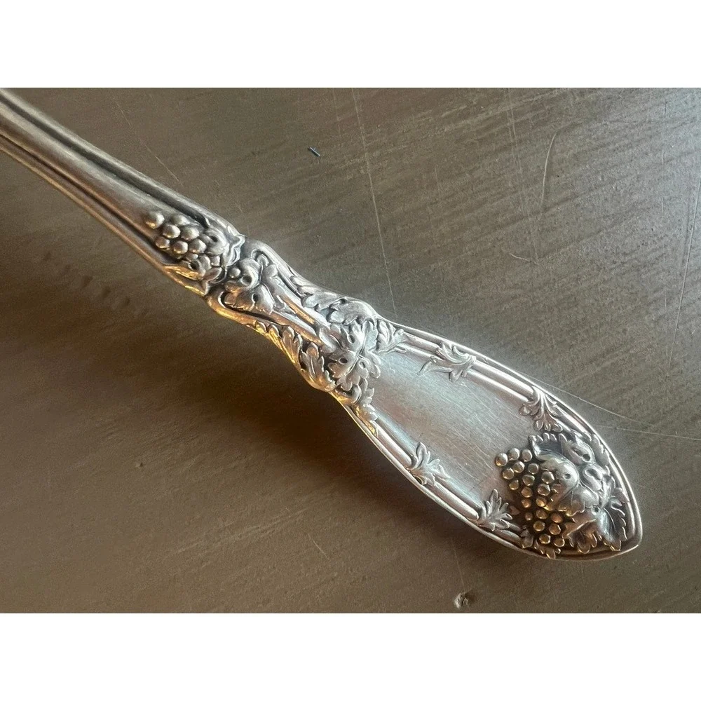 1881 Rogers A1 Silverplate Sugar Shell Spoon Vintage Grape Pattern Silver